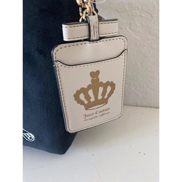 Juicy Couture Classic Scottie Dogs Hobo Bag Liquorice Black White Velvet NEW - Picture 4 of 14